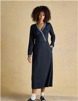 Jersey V-Neck Midi Wrap Waisted Dress