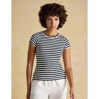 Joules Cotton Rich Ribbed Striped T-Shirt Navy Mix