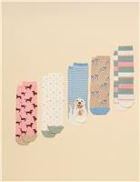 5 Pack Cotton Rich Dog Ankle Socks