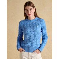 Joules Pure Cotton Cable Knit Crew Neck Jumper Blue Mix