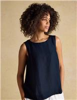 Linen Blend Round Neck Blouse