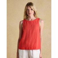 Joules Linen Blend Round Neck Blouse Orange