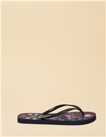 Joules Floral Flat Flip Flops Navy Mix
