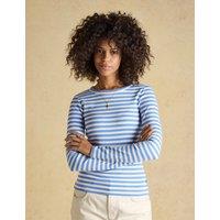 Joules Cotton Rich Striped Ribbed Top Blue Mix