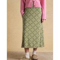 Joules Jersey Printed Midi Slip Skirt Green Mix