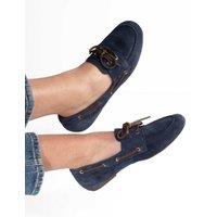 Jones Bootmaker Suede Lace Up Eyelet Detail Loafers Navy