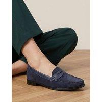 Jones Bootmaker Wide Fit Suede Flat Loafers Navy