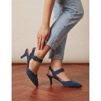 Jones Bootmaker Leather Buckle Kitten Heel Court Shoes Navy