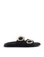 Jones Bootmaker Leather Buckle Flat Sliders Black