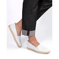 Jones Bootmaker Suede Slip On Flat Espadrilles White