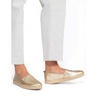 Jones Bootmaker Suede Slip On Flat Espadrilles Gold