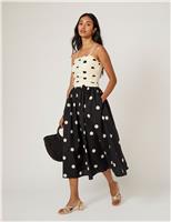 Pure Cotton Midi Waisted Dress
