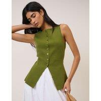 Nobody's Child Cotton Rich Knitted Waistcoat Green