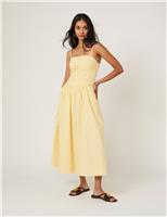 Nobody's Child Pure Cotton Midi Waisted Dress Yellow
