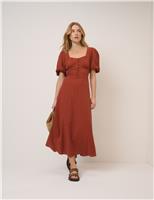 Pure Cotton Sweetheart Neckline Midi Dress