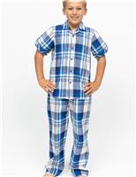 Cyberjammies Pure Cotton Checked Pyjamas (2-13 Yrs) Dark Blue