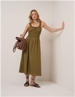 Pure Cotton Midi Waisted Dress