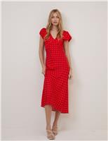 Polka Dot V-Neck Midi Tea Dress