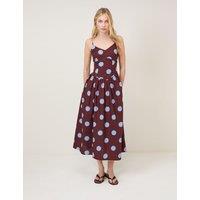 Nobody's Child Pure Cotton Polka Dot Dropped Waist Skater Dress Brown