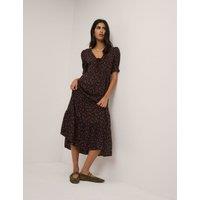 Nobody's Child Floral Midi Tiered Dress Black