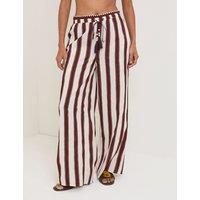 Nobody's Child Striped Wide Leg Beach Trousers with Linen Multi
