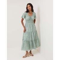 Nobody's Child Cotton Rich Floral Scoop Neck Midi Smock Dress Blue