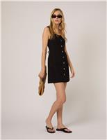 Nobody's Child Cotton Rich Square Neck Mini Shift Dress Black