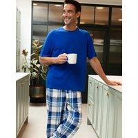 Cyberjammies Pure Cotton Checked Pyjama Bottoms Dark Blue
