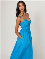 Pure Cotton Strappy Midi Skater Dress