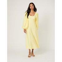 Nobody's Child Scoop Neck Bow Detail Midi Smock Dress Yellow
