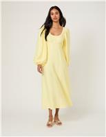 Scoop Neck Bow Detail Midi Smock Dress