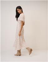 Floral V-Neck Midi Waisted Tea Dress