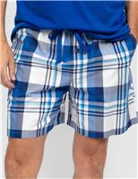 Cyberjammies Pure Cotton Checked Pyjama Shorts Dark Blue