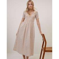 Nobody's Child Pure Cotton Geometric Midi Waisted Dress Multi