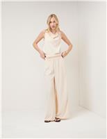 Striped Elasticated Waist Wide Leg Trousers