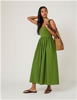 Scoop Neck Midi Waisted Dress