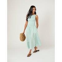 Nobody's Child Slash Neck Midi Skater Dress Green