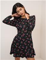 Floral Frill Detail Mini Tea Dress