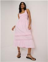 Nobody's Child Cotton Rich Broderie Midi Dress Pink