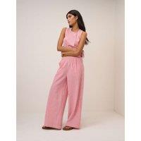 Nobody's Child Pure Cotton Striped Straight Leg Trousers Pink