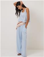 Nobody's Child Linen Rich Wide Leg Trousers Blue