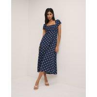 Nobody's Child X Louise Thompson Pure Cotton Floral Bandeau Midi Dress Blue