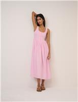 Lyocell Rich Midi Skater Dress with Linen