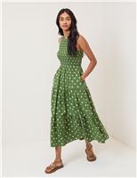 Pure Cotton Polka Dot Midaxi Tiered Dress