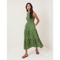 Nobody's Child Pure Cotton Polka Dot Midaxi Tiered Dress Green