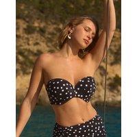 Panache Polka Dot Bandeau Bikini Top (D-H) Black Mix