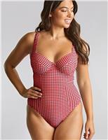 Panache Paloma Gingham Wired Swimsuit D-K Red Mix