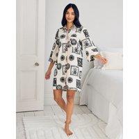 Chelsea Peers Cotton Rich Stamp & Tile Print Nightshirt Cream Mix