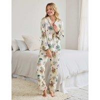 Chelsea Peers Cotton Rich Printed Pyjama Set Light Cream
