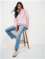Crew Clothing Cotton Rich Striped Half Zip Sweatshirt Navy Mix